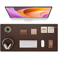 Large Desk Protector Mat, Leather Desk Pad (35.4"x17", Brown)