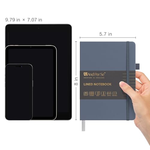 &And Per Se 10-Pack Lined Notebooks, A5 Hardcover, 160 Pages 100gsm Thick Paper, Office Supply Bulk Order, Corporate New Hire Kits, Breakroom Essentials – College Ruled, 10 Units (Dark Blue) - view 2