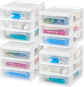 4-Pack 3-Drawer Small Desktop Organizer, Stackable, White