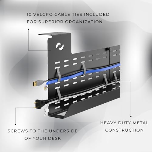 Under Desk Cable Management Tray & Cord Raceway, Black - view 2