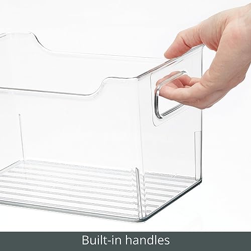 Deep Plastic Office Storage Bins with Handles for Organization in Filing Cabinet, Closet, or Desk Drawers, Organizer for Notes, Pens, Pencils, and Staples - Ligne Collection - 8 Pack - Clear - view 5