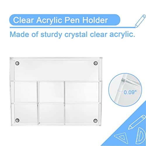 Acrylic Desk Organizer, 7 Compartments Clear Pen Pencil Holder - view 3