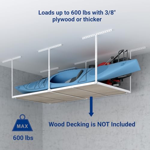 4x8 Overhead Garage Storage Rack, Without Decking, White - view 2