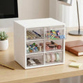 Small Drawer Organizer for Desk with 6 Clear Drawers, Mini Desktop Storage Box Plastic Craft Organizer for Office School and Home, White Drawer Organizer for Small Items Accessories Supplies