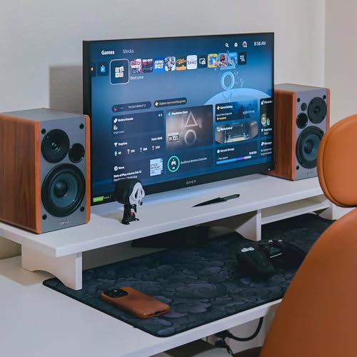 Bamboo Dual Monitor Stand Riser, 2-Tier Desk Shelf with Storage - view 4