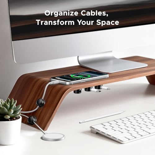 Magnetic Cable Management Clips, 360° Rotation Desk Cord Organizer 1s Fast Locking, Strong Adhesive Cable Holder Fits Cables Wires for Workspace, Nightstand, Home Office,Car - view 3
