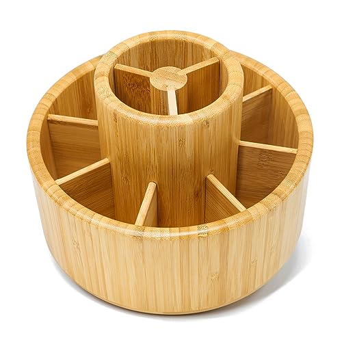 360 Rotating Bamboo Pen Holder for Desk, Art Supply Storage, Medium - view 5