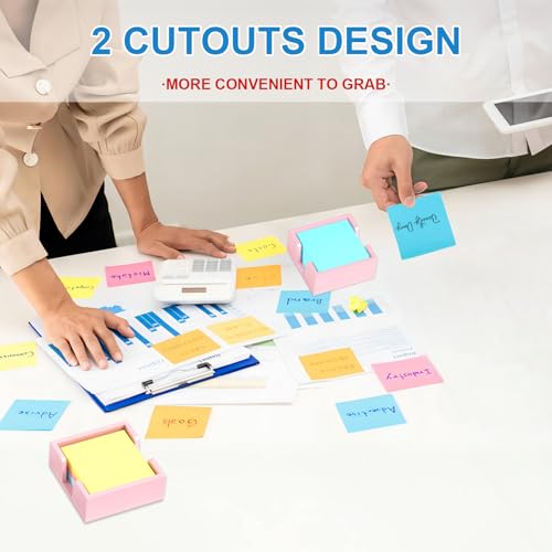 Acrylic Notepad Holder Dispenser - 3x3 in Sticky Note Memo Holder for Desk Organizer (W/O Pads) Office Desk Accessories School Supplies, Lightpink - view 2