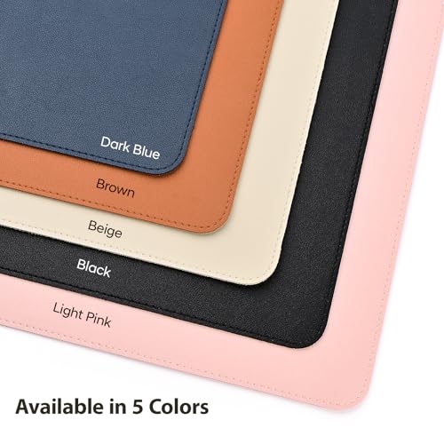 Leather Desk Pad Protector, Office Desk Mat, Large Mouse Pad, Non-Slip PU Leather Desk Blotter, Waterproof Computer Desk Writing Pad for Office and Home (Beige, 23.6" x 13.7") - view 7