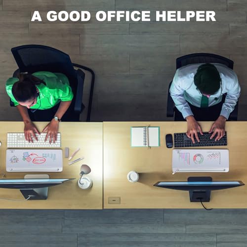 Small Desktop Whiteboard -Glass Dry Erase Board Computer Keyboard Stand White Board Surface Pad with Drawer, Desk Organizers with Accessories for Office, Home, School Supplies - White - view 6