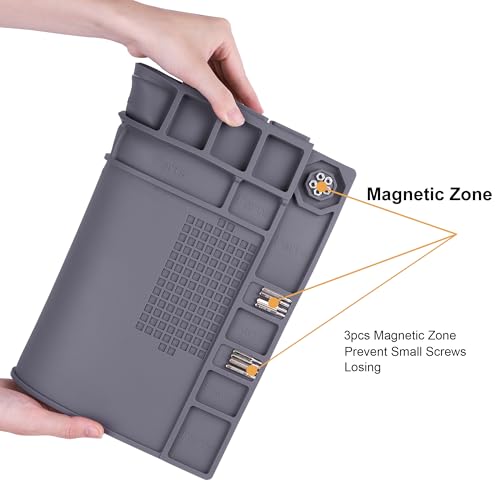 Premium Heat Resistant 932°F Magnetic Soldering Mat, 17.3'' x 11.8'' Electronics Repair Work Mat for Soldering, Electronics Computer Cellphone Repair, BGA Soldering Gun Iron Workbench Protection - view 4