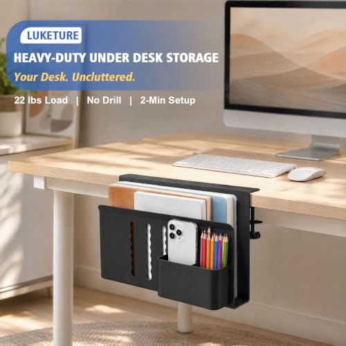 Desk Side Storage Laptop Holder No Drill Clamp On Organizer - view 2
