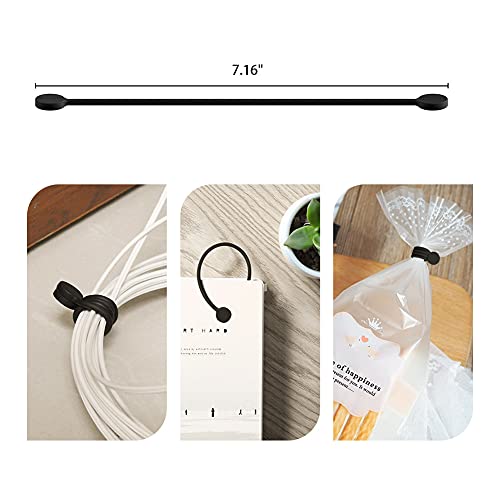 Reusable Silicone Magnetic Cable Ties, Black, 20-Pack - view 3