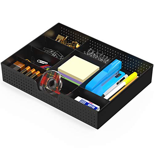 Drawer Organizer Tray, 9 Adjustable Compartments, Black