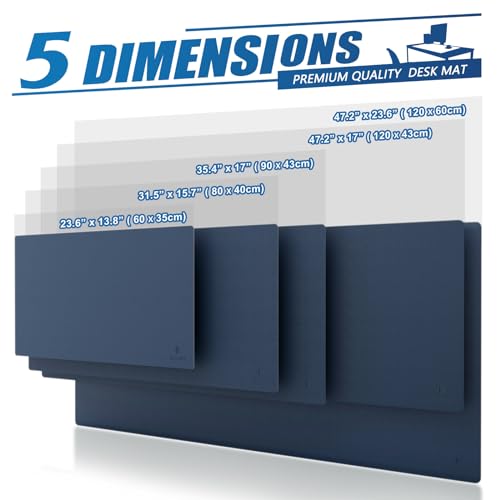 Extra Large Desk Mat, Leather Mouse Pad (35.4"x17", Dark Blue) - view 4