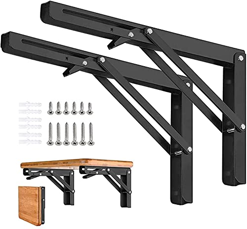 Folding Shelf Brackets 24 inch 2Pcs Heavy Duty Collapsible Shelf Bracket