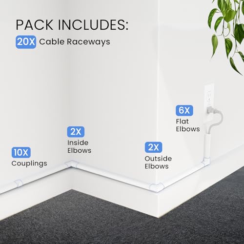 Cable Hider - 300” One-Cord Cable Raceway Wire Hider for Cable Concealer Cord Hider Cord Cover Wall Cable Hider. Wire Hiders TV on Wall. Cable Management, Cord Hider (White, Small) - view 5