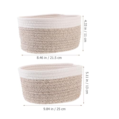 2pcs Cotton Rope Storage Basket with Lid Makeup Brushes and Sundries - view 2