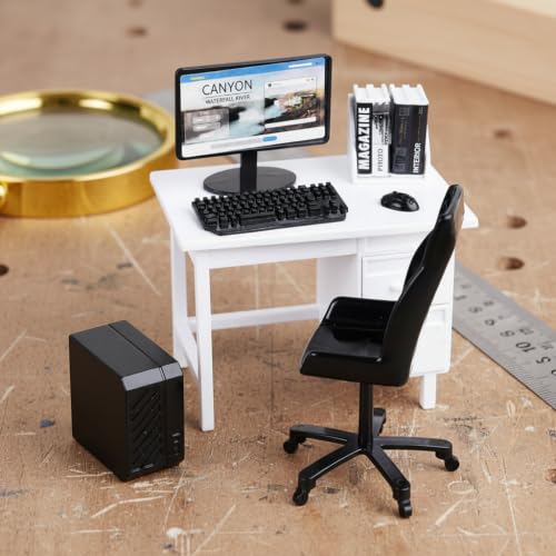 Simulated Office Desk & Chair, Plastic Dollhaus Furniture - view 2