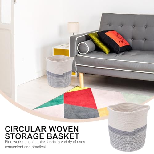 Woven Storage Basket Cotton Rope round Home Organization for Small Objects - view 3