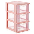Pink Drawer Storage Box - 3 Drawer Plastic Organizer for Desk Makeup Stationery and Small Items - 9.05 X 6.88 X 5.31 Inch