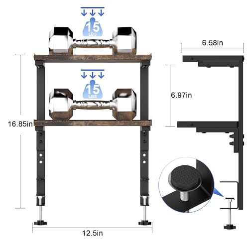 2 Tier Clamp on Desk Shelf (Wood) - view 3