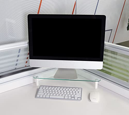 Glass Corner Monitor Riser, 19.7" x 11" x 3.25", Clear, Supports 40 lbs - view 3
