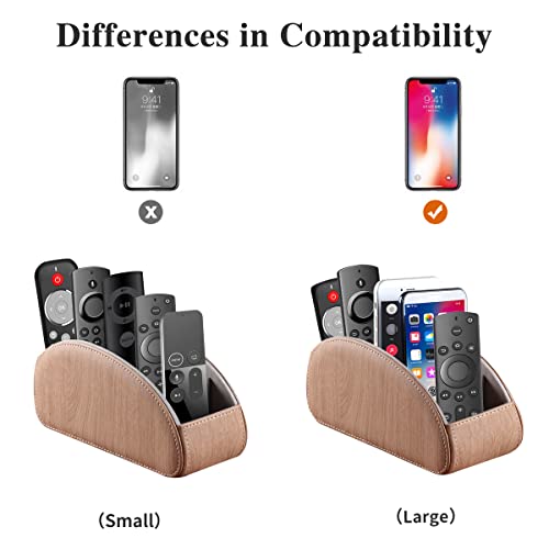 All-in-One Leather TV Remote Control Holder With 5 Compartments Nightstand Desktop DVD Media Player Remote Caddy Storage Box Organizer Tray For Makeup Brush Pen Stationary Table Controllers - view 2