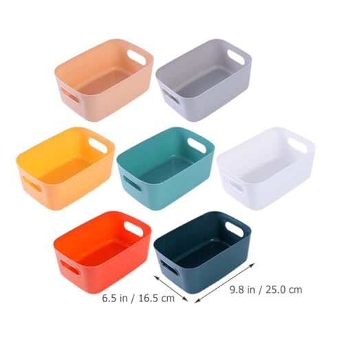 7pcs PP Plastic Shelf Basket with Handles, Stackable Storage Organizer - view 2
