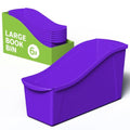 Large Book Bin, Interlocking Plastic Organizer for Home, Office and Classroom, Purple, 6-Pack (71117U06C)