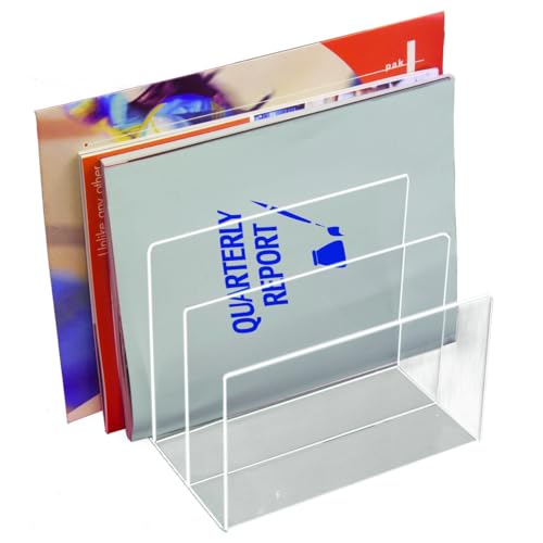 Clear Acrylic Vertical 3-Section File and Folder Sorter for Desk