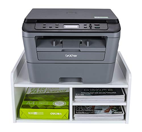 Mass Desktop Printer Stand with Storage, Paper Storage Holder Rack for Desk, Wooden Printer Organization for Home/Office, White