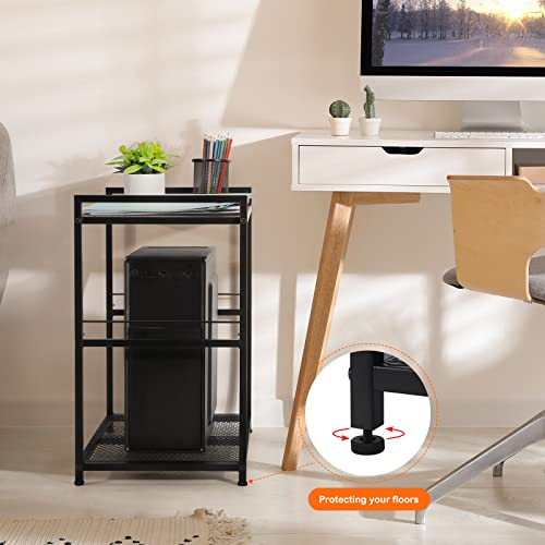 Computer Tower Stand with Wheels, Metal PC Stand for Floor Carpet, Black - view 5