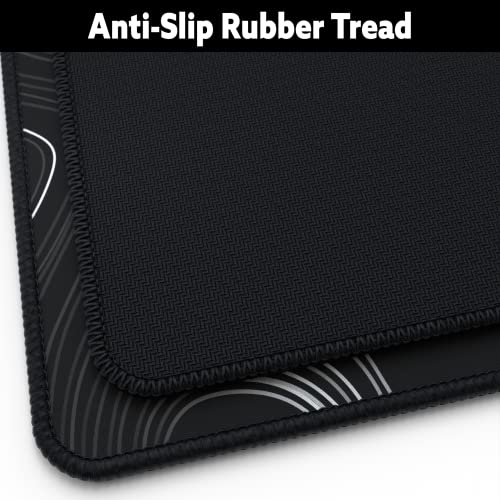 Mega Size Gaming Mouse Pad - Anti Slip Rubber Base - Stitched Edges - Large Desk Mat - 48" x 24" x 0.16" (Mega, Topographic) - view 3