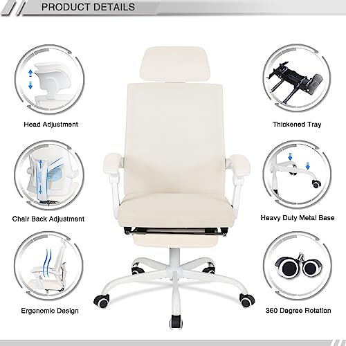 Home Office Desk and Chair Set, Home Office Furniture Sets, Computer Desk with Drawers & Shelves, Ergonomic Office Chair with Footrest Mesh Home Office Desk Chair - view 5