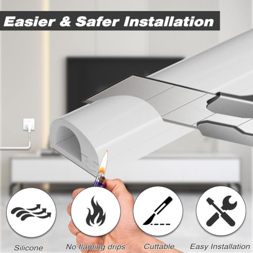 39" Silicone Cord Hider for Wall Mount TV, White Self-Adhesive Cable Hider - view 5