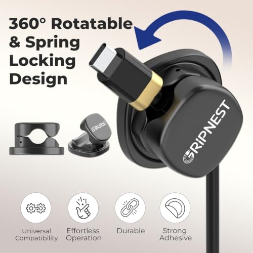 Cable Clips 12 Pack Rotatable Cord Organizer with Adhesive - view 3