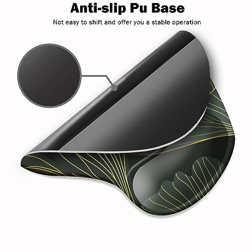 Ergonomic Mouse Pad with Wrist Support and Coaster,Mouse Pads with Non-Slip PU Base for Home Office Working Studying Easy Typing & Pain Relief Green Leaf - view 3