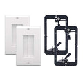 Brush Wall Plate Cable Pass Through with Bracket, White, 2-Pack
