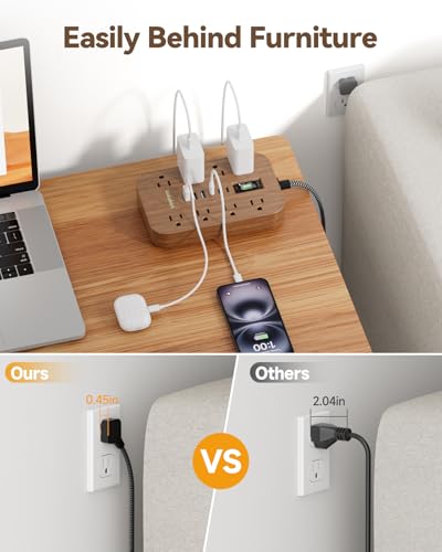 Walnut Power Strip with USB Ports - 5 FT - view 4