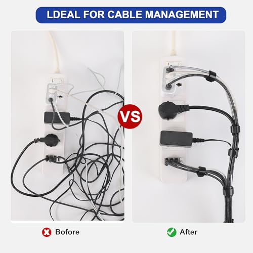 Reusable Cable Ties, 60 PCS 8 Inches Adjustable Cord Straps Wire Organizer Cord Wrap and Hook Loop Cable Management - view 4