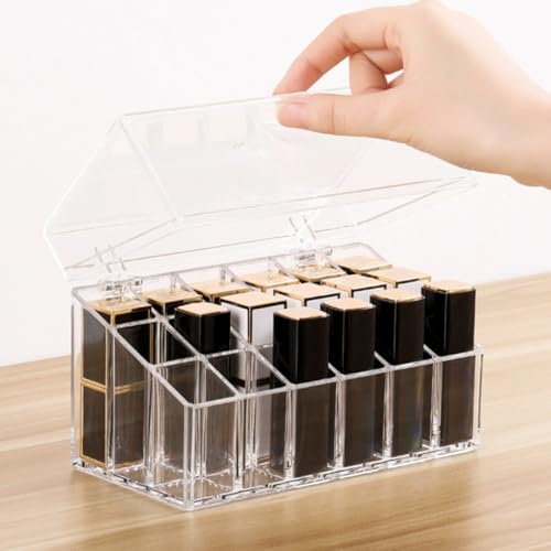 White Cosmetic Organizer Box, 18-slot Lipstick Storage Container - view 7