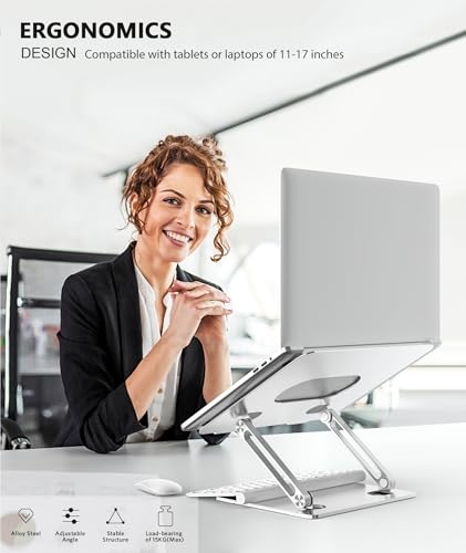 Laptop Stand, Adjustable Multi-Angle Riser, Up to 17 Inches, Silver - view 2