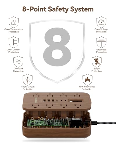 Walnut Power Strip with USB Ports - 5 FT - view 5