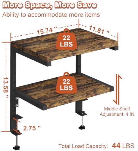 2-Tier Adjustable Desk Shelf Organization, Black - view 2