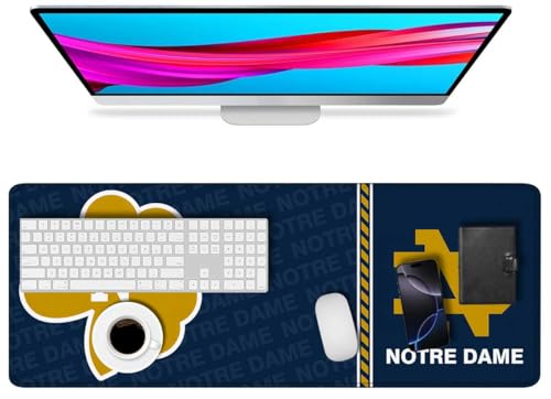 Large Extended Gaming Mouse Pad with Stitched Edges, College Football Non-Slip Waterproof Rubber Base Mouse Pad for Notre Dame Office, Computer, Keyboard, Laptop and Home Desk Pad 31.5 x 11.7 Inch
