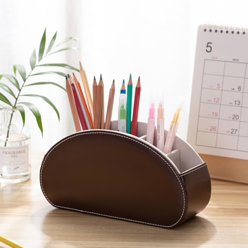 Remote Control Holders Organizer Box with 5 Compartment PU Leather Caddy - view 5