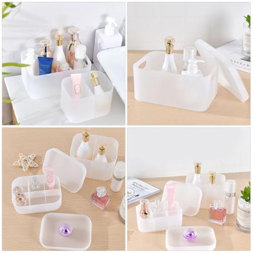 3pcs Makeup Storage Box with Lid, Compartmentalized Cosmetic Organizer - view 4