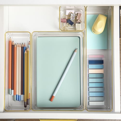Kerry Stackable Desk Drawer Organizers, Clear/Gold, 8-Pack - view 5