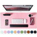 Mouse Pad Desk Protector Mat, Large PU Leather Office Desk Mat, Non-Slip Desk Pad for Keyboard and Mouse, Waterproof Desk Blotter Pad for Writing, Wide & Smooth Laptop Desk Pads, Pink (17’’X36’’)